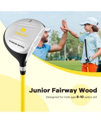 34 Inch 165CC Junior #3 Fairway Wood Golf Club with Fiberglass Shaft for Kids Ages 8-10