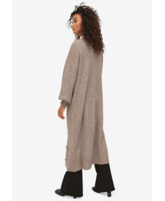 Plus Size Women's Button Front Duster Cardigan