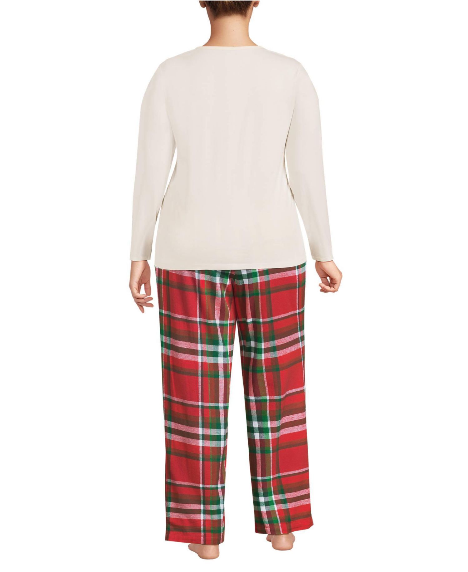 Plus Size Pajama Gift Set - Knit Long Sleeve Top and Flannel Pants