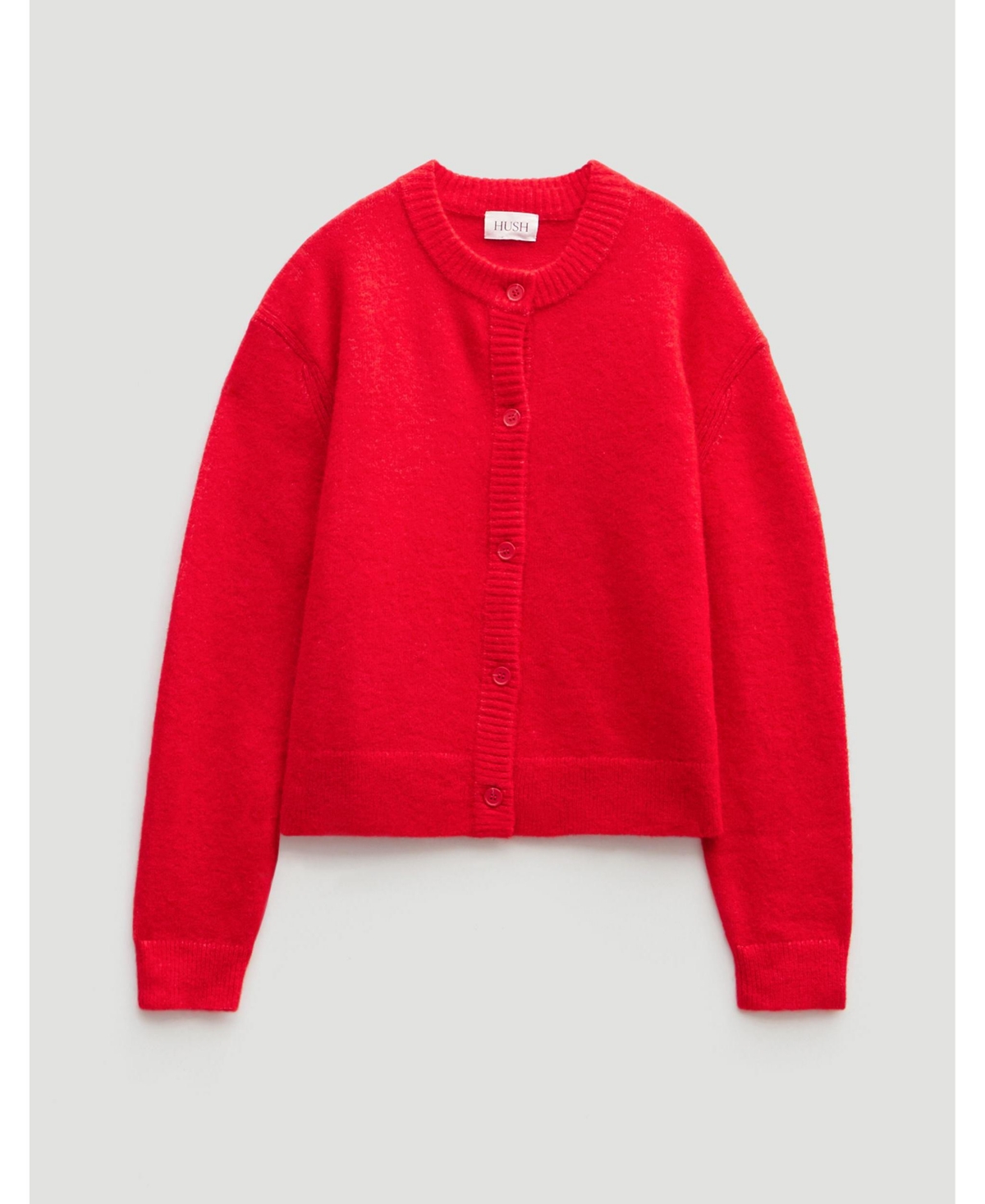 Hush Women's Crew Neck Boxy Wool Blend Cardigan Sweaters