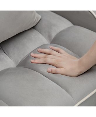 3-in-1 Convertible Velvet Chair Bed, Pull Out Sofa Sleeper with USB, Cupholders & Phone Holder, 68.9'' Bed for Small Spaces