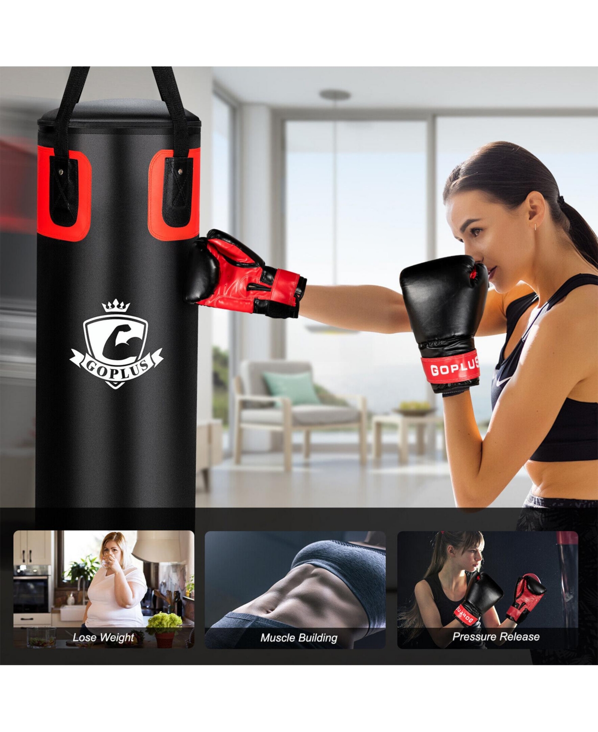 Filled Punching Bag Set for Adults- 56 lbs