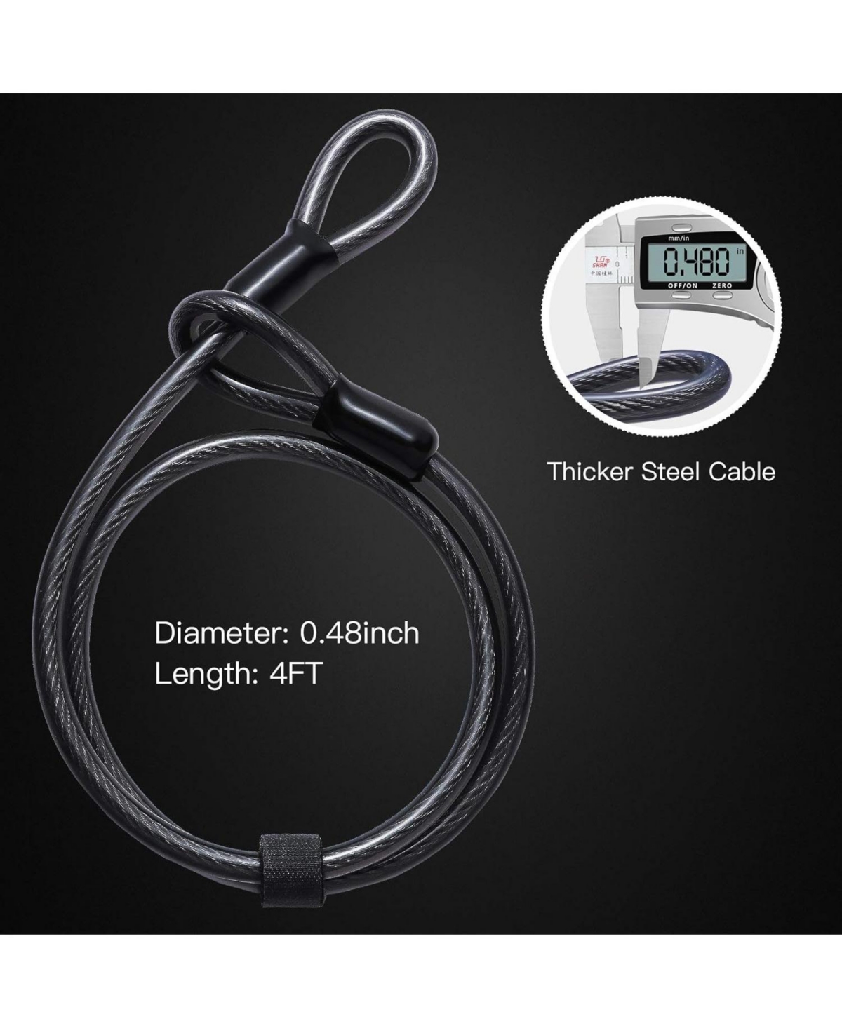 Batfox Heavy Duty Bike U-Lock, 16mm Shackle with 4ft/6ft Security Cable and Durable Mounting Bracket for Bicycle, Motorcycle