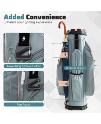 Molded Lock Top Golf Cart Bag with 14-Way Full Length Dividers and 11 Pockets