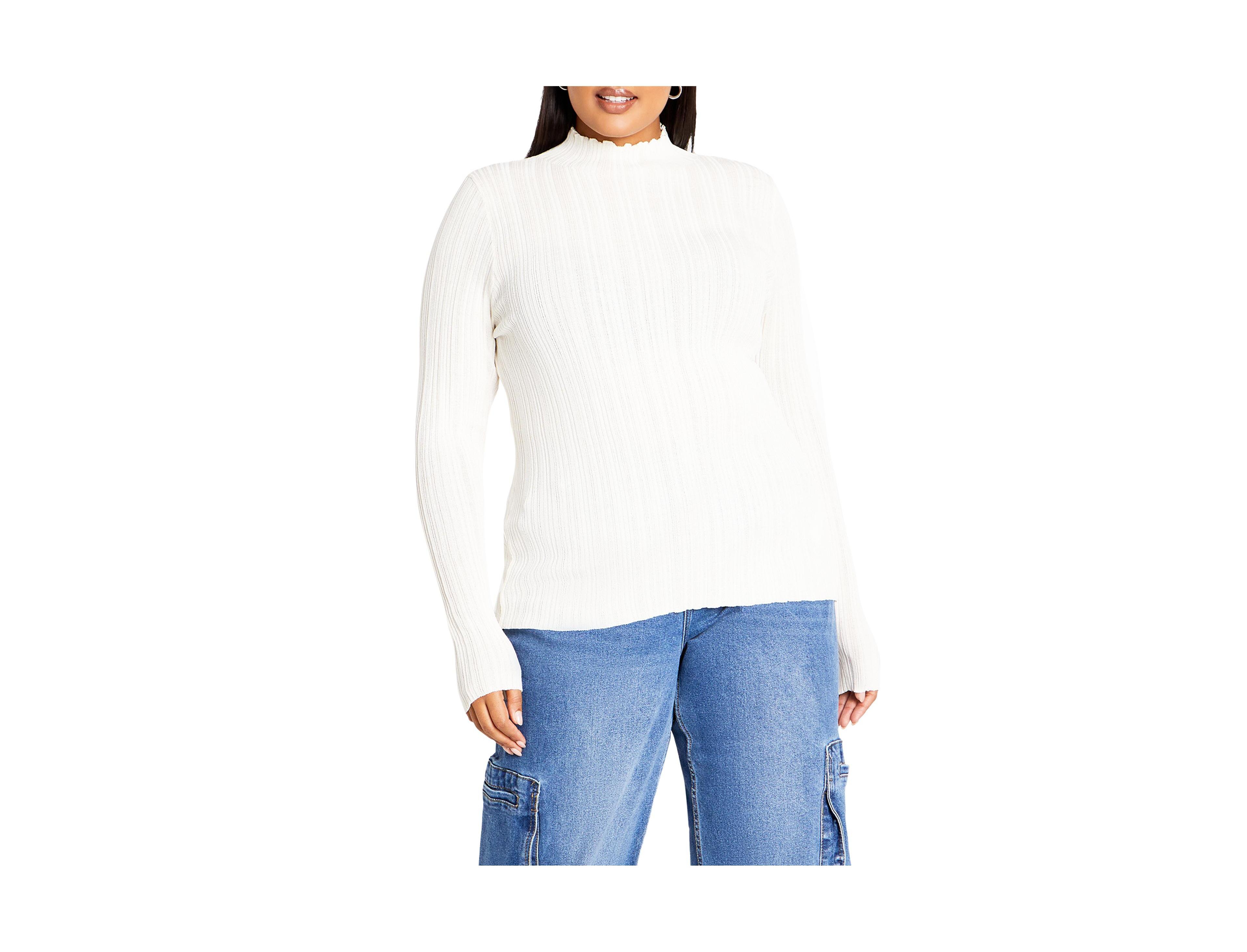 City Chic Plus Crinkle Knit Sweater