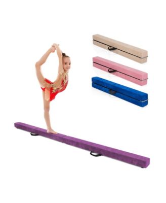 7 Feet Folding Portable Floor Balance Beam with Handles for Gymnasts-Purple