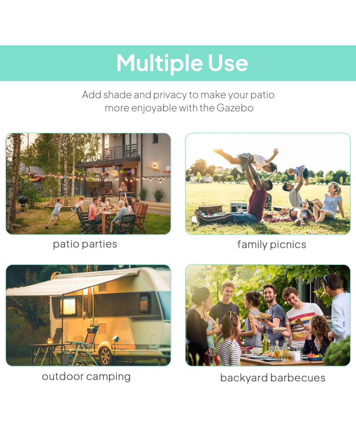 Outsunny 10' x 8' Patio Awning & Gazebo, Extendable Steel Sun Shade,