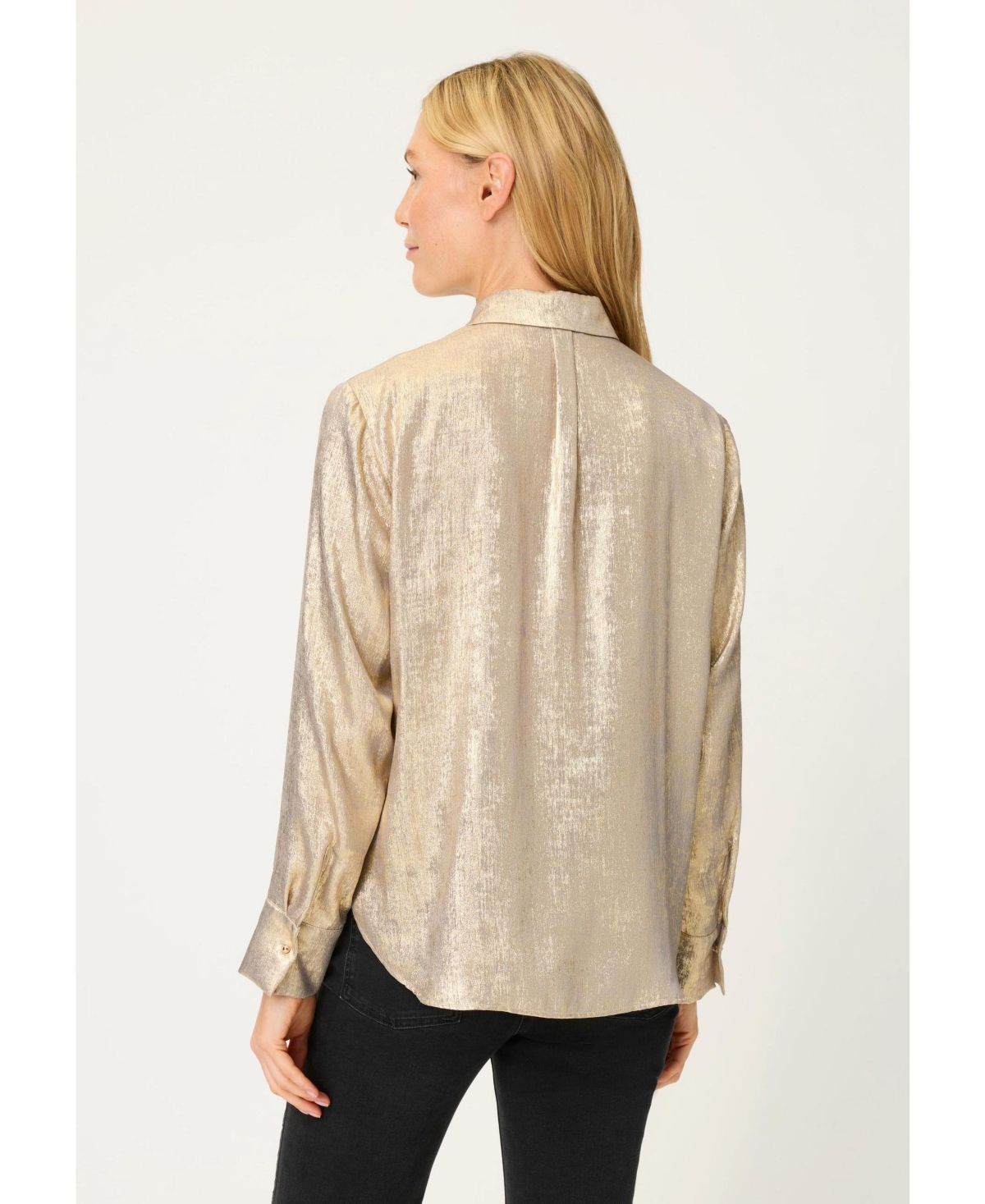 Olsen Women's Metallic Crinkle Shirt