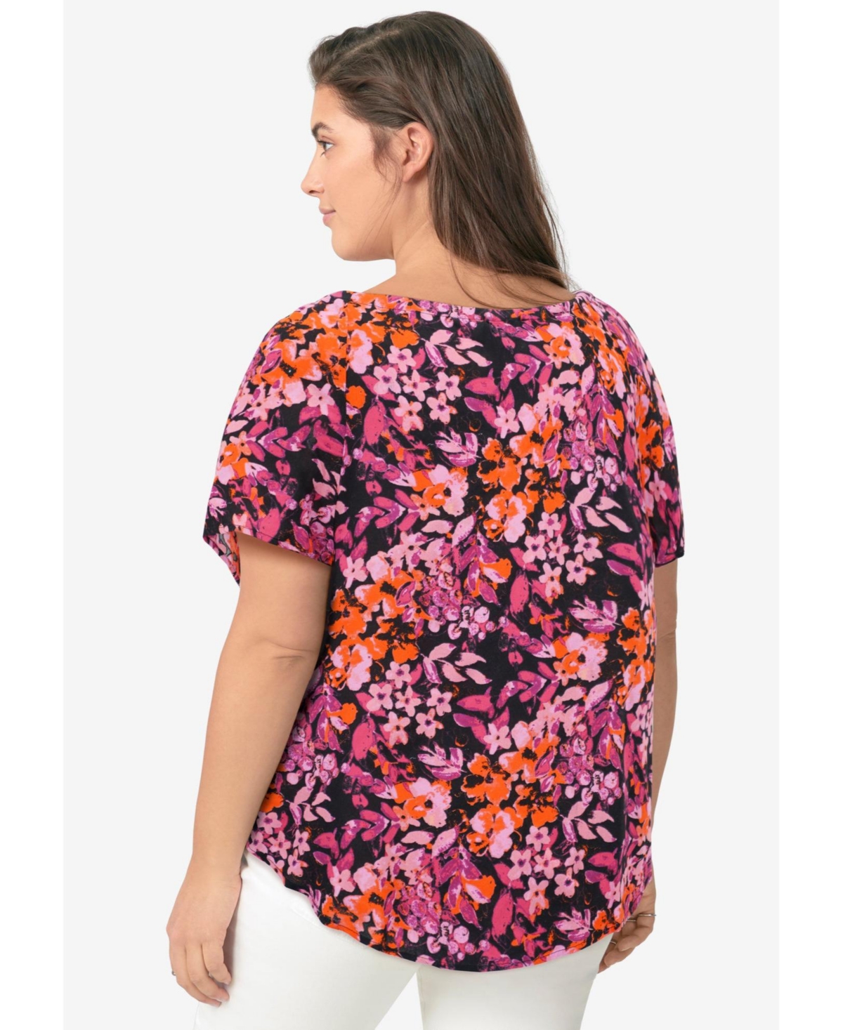 ellos Women's Keyhole Ruffle Trim Blouse