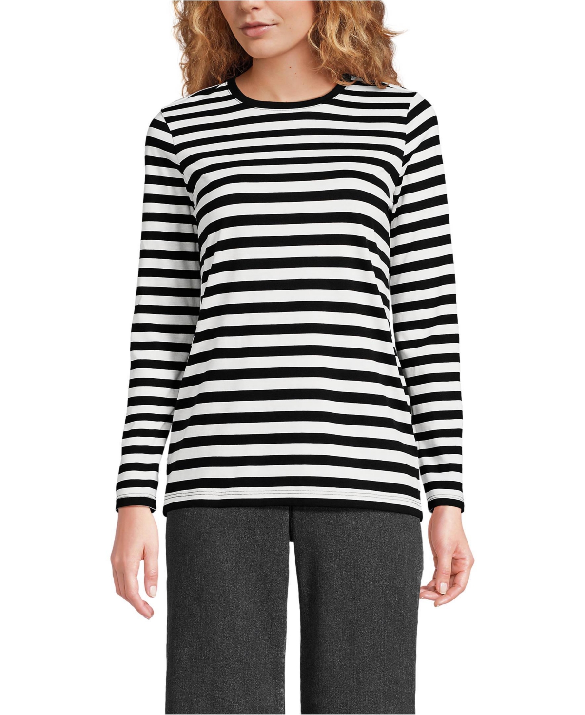 Lands' End Relaxed Supima Cotton Long Sleeve Crew Neck T-Shirt, Regular & Petite