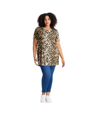 Women's Plus Size Button Detail Tunic Tee