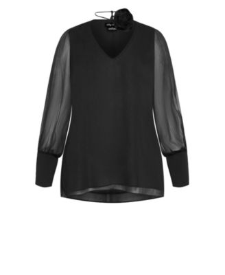 Plus Size Fleur 2 Piece Decorative Flower Neck Tie Top