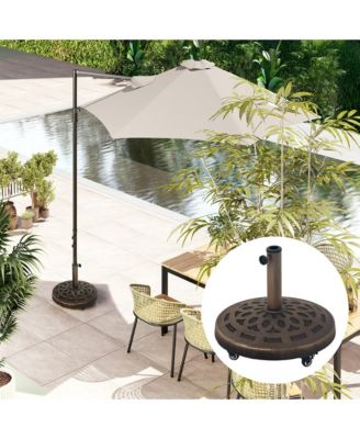 Round Patio Umbrella Base with Wheels, 46 lbs Resin Umbrella Sd