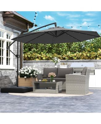 Offset Patio Umbrella with Base and 32 LED Lights