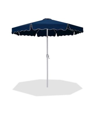 Amalfi Navy Patio Umbrella with Cream Piping, Fabric Canopy, Stylish Outdoor Shade for Deck or Garden
