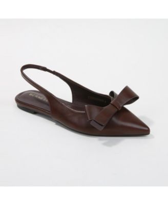 Cinnamon Slingback Flats with Asymmetrical Bow