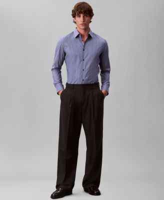 Men's Stretch Striped Slim Button-Down Shirt