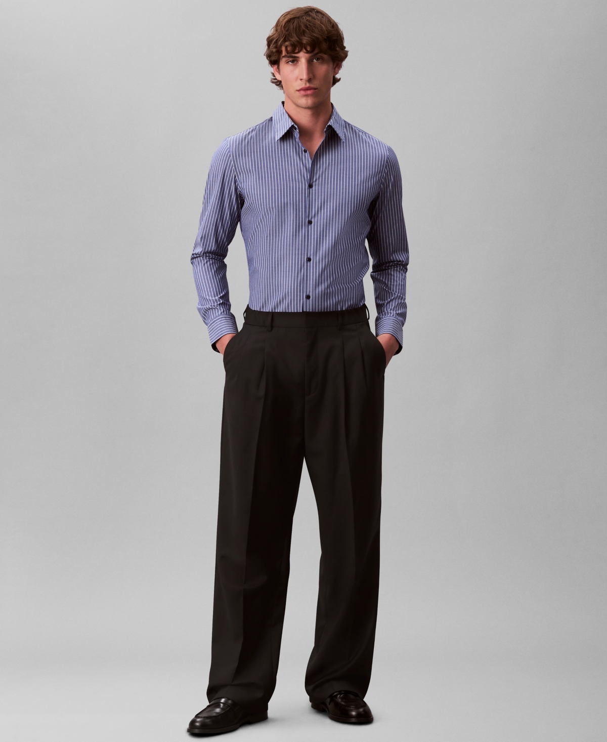 Calvin Klein Men's Stretch Striped Slim Button-Down Shirt