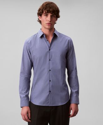 Men's Stretch Striped Slim Button-Down Shirt