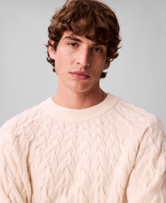 Men's Lambswool Blend Cable-Knit Crewneck Sweater