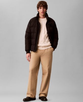 Men's Lambswool Blend Cable-Knit Crewneck Sweater