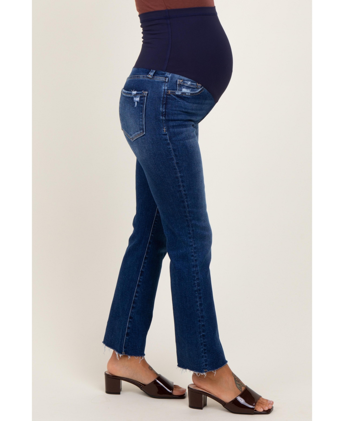 Pinkblush Maternity Navy Blue Cut Hem Kick Flare Jeans
