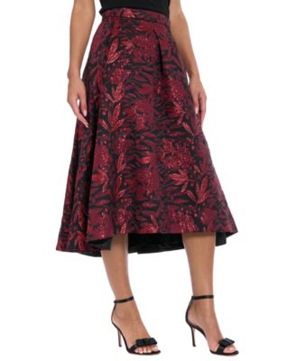 Women's Belted Pleated Jacquard Skirt