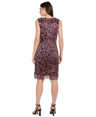 Women's 2-Piece Printed Metallic Foil Swirl Jacket Dress