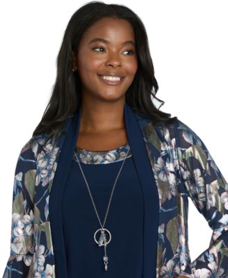 Women's Foil Printed Jacket Pantsuit with Tank and Pull-On Pants