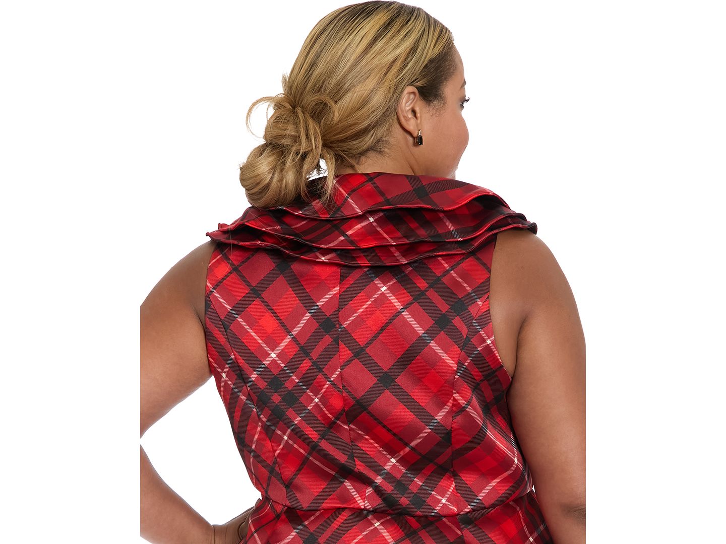 Женский топ Muse Plus Size Triple Collar Sleeveless, цвет: Красный / Чёрный — фото 4