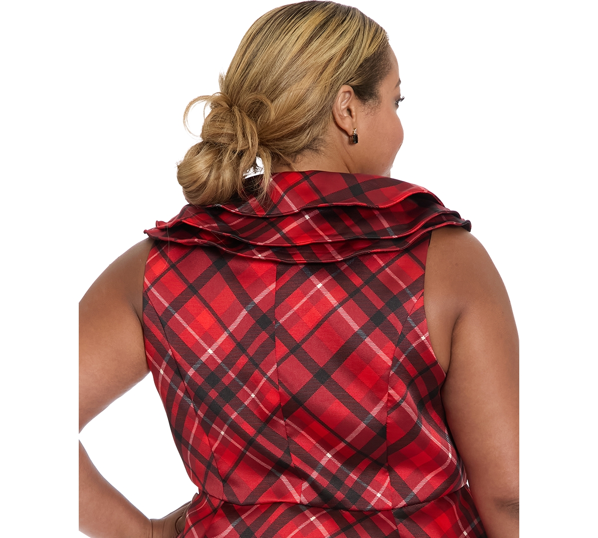 Muse Plus Size Triple Collar Sleeveless Top In Red