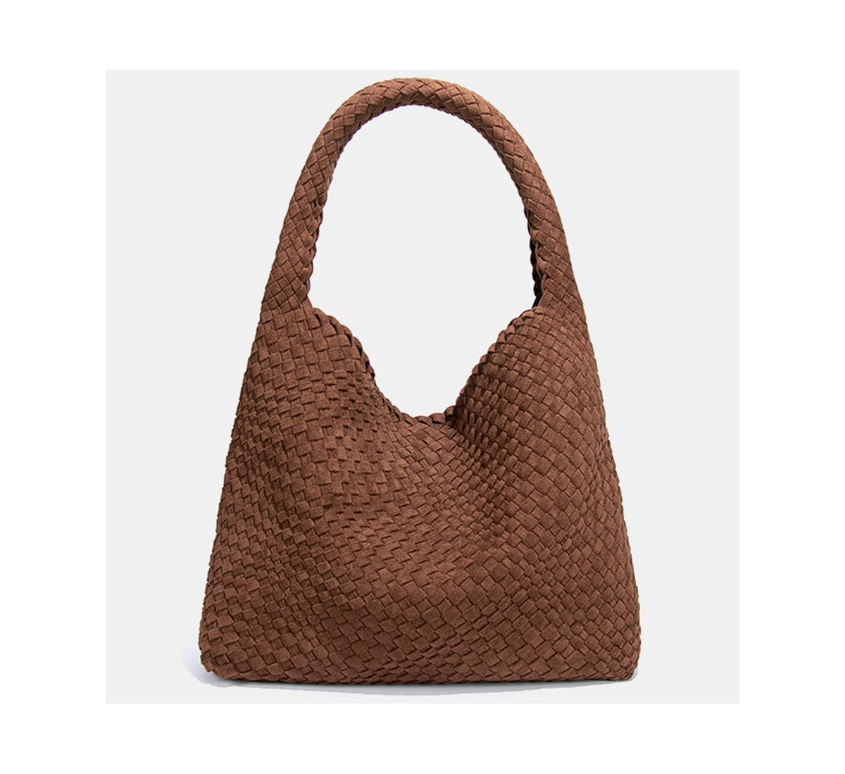 Suede Woven Soft Hobo Bag Large Slouchy Shoulder Tote Handbag for Women Braided Texture Commuter Work Purse