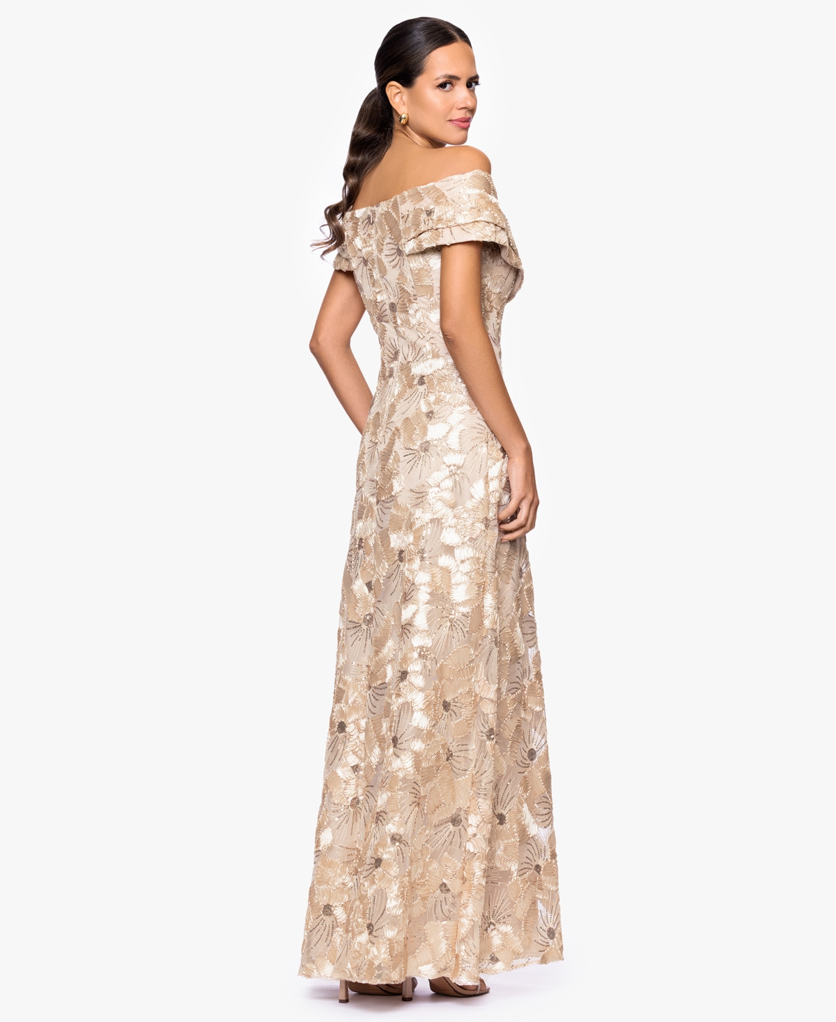 Betsy & Adam Women's Off-the-shoulder Dress In Gold