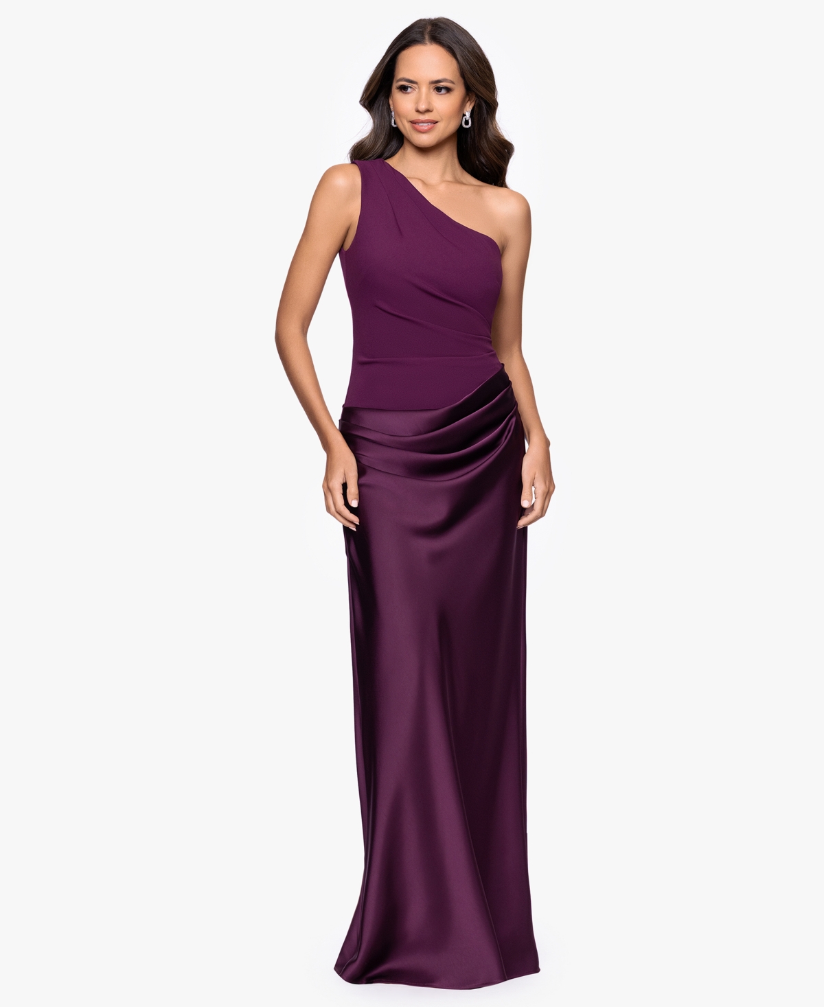 Betsy & Adam Women's One Shoulder Dress In Purple