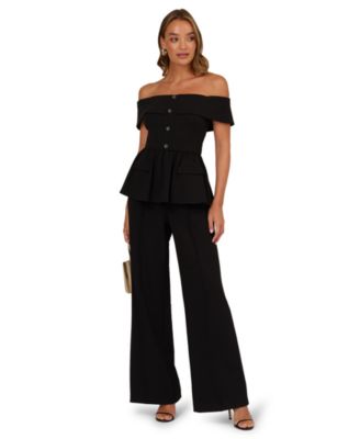 Women's Off-The-Shoulder Knit Crepe Jumpsuit