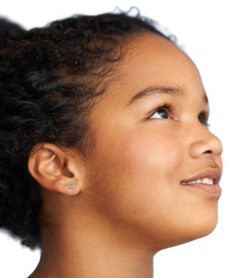 Cubic Zirconia Heart Stud Earrings in 10k Yellow Gold