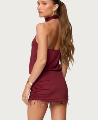 Women's Danit One Shoulder Fringed Mini Dress