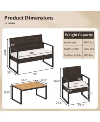 4 Piece Patio Furniture Set Outdoor Rattan Conversation Set