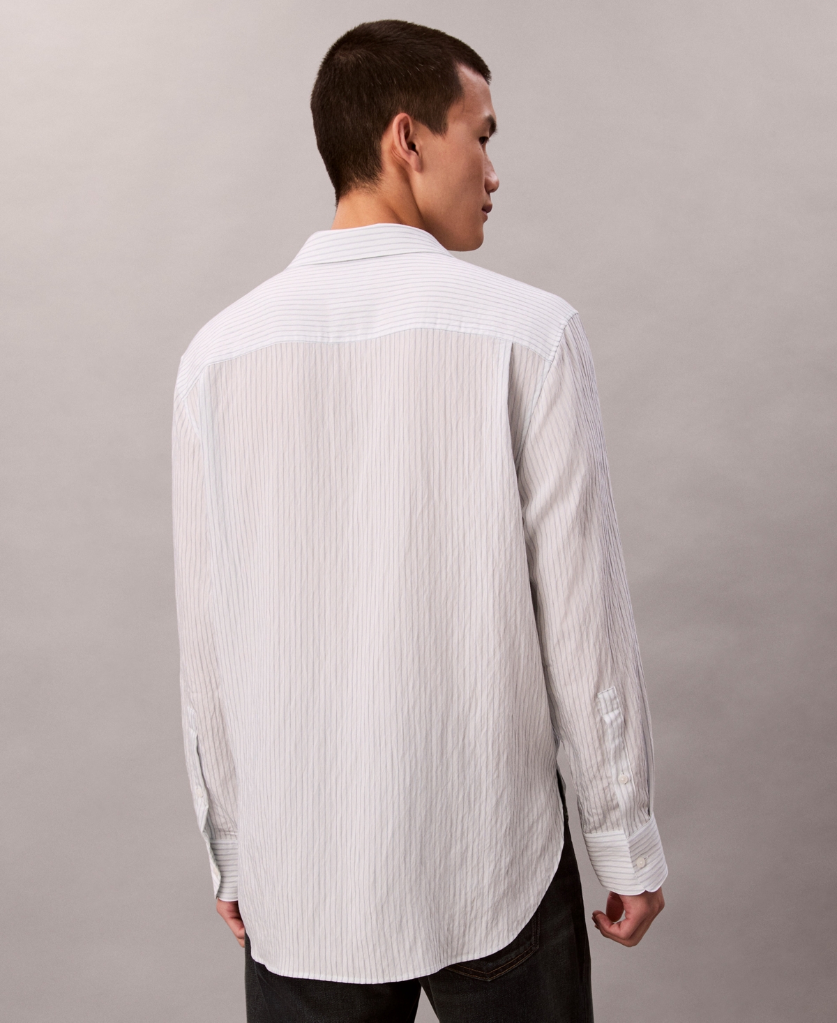 Calvin Klein Men's Thin Striped Long Sleeves Easy Shirt