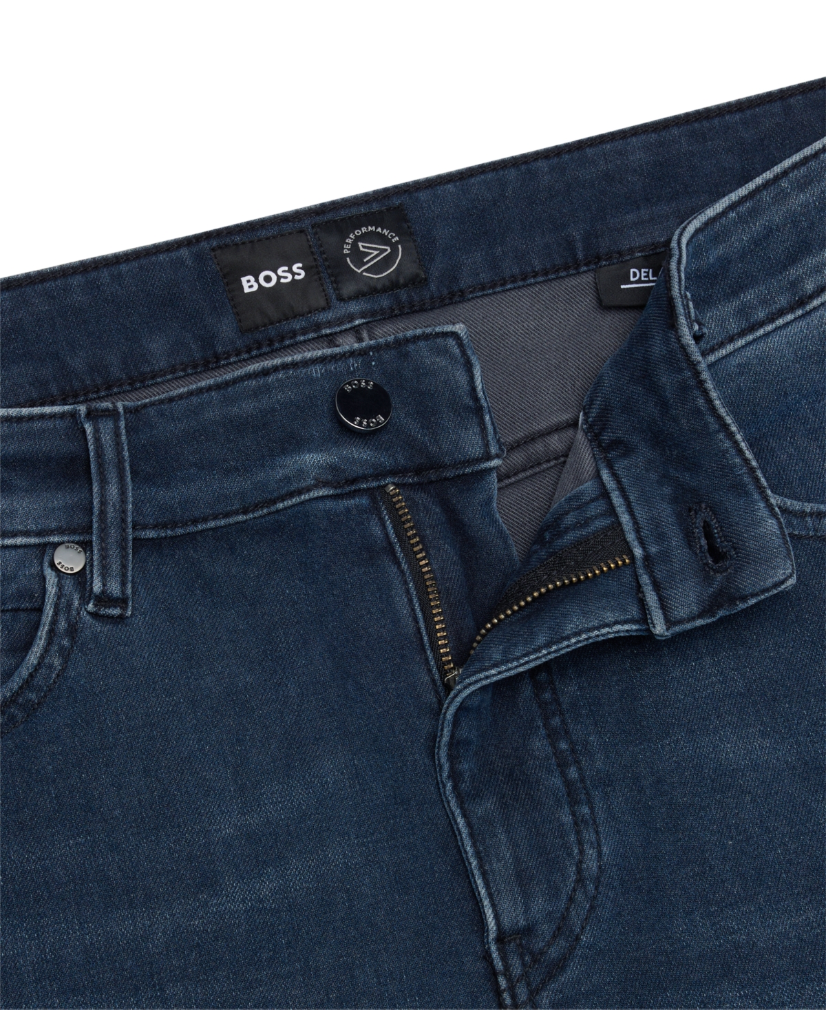 Boss by Hugo Boss Men's Blue Knitted Stretch Denim Slim-Fit Jeans