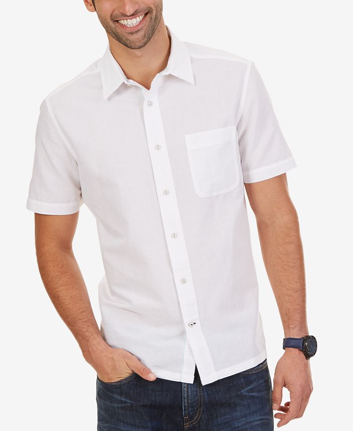 Nautica Men's Linen Slim-Fit Short-Sleeve Shirt - Macy's