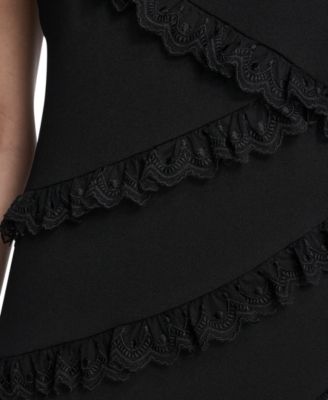 Women's Jewel Neck Asymmetrical Design Short Dress