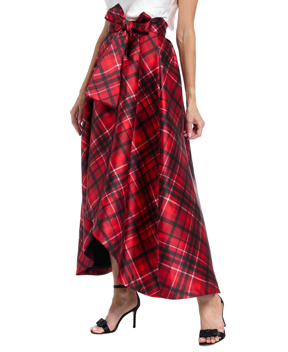 Muse Women's High-low Plaid Pattern Skirt In Red