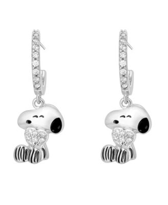 2-Pc. Cubic Zirconia Snoopy Necklace and Earrings Set in Sterling Silver