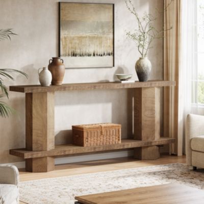 71-Inch Long Console Table for Entryway, Wooden Sofa Table Behind Couch