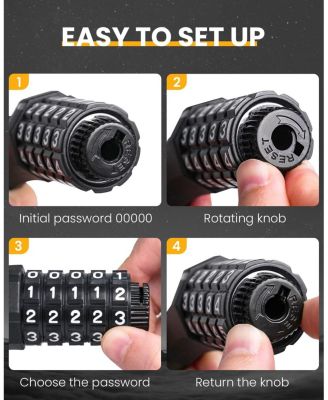 Bike Lock Cable with Combination, Heavy-Duty 5-Digit Resettable Bicycle Lock Anti-Theft, w/ Mounting Bracket for Bicycle and Scooters