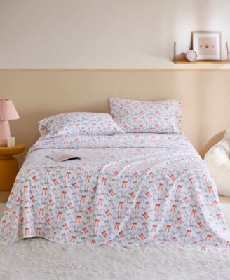Novelty Printed Flannel 3-Pc. Sheet Set, Twin