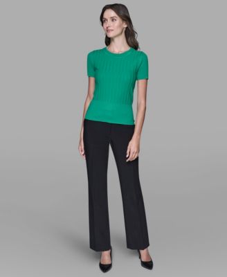 Women's Ribbed Short-Sleeve Sweater 