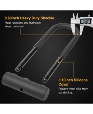 Heavy Duty Bicycle U-Lock, 16mm Shackle and 4ft/6ft Security Cable & Mounting Bracket for Bike, Motorcycle