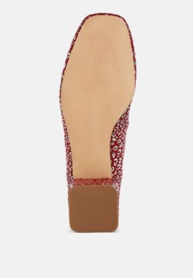Rag and Co Womens Ningen Leopard Print Block Heel s Ballerinas